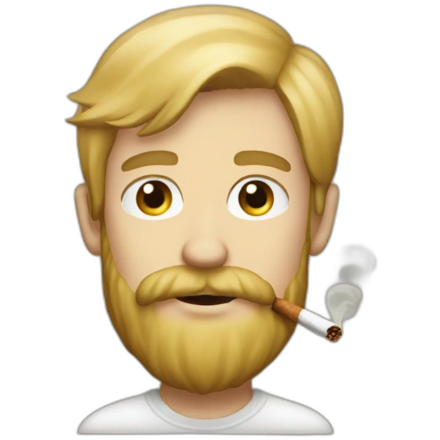 Blond man bearded smoking hazelnut emoji