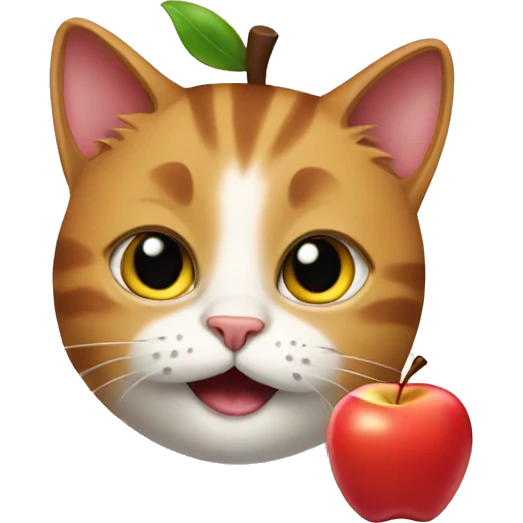 cat with apple emoji
