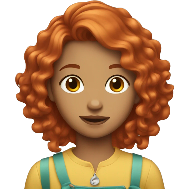 Girl with wavy red hair birthday emoji