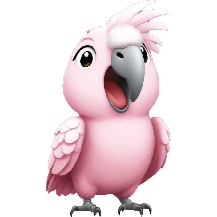 pink cockatoo standing up mouth closed emoji