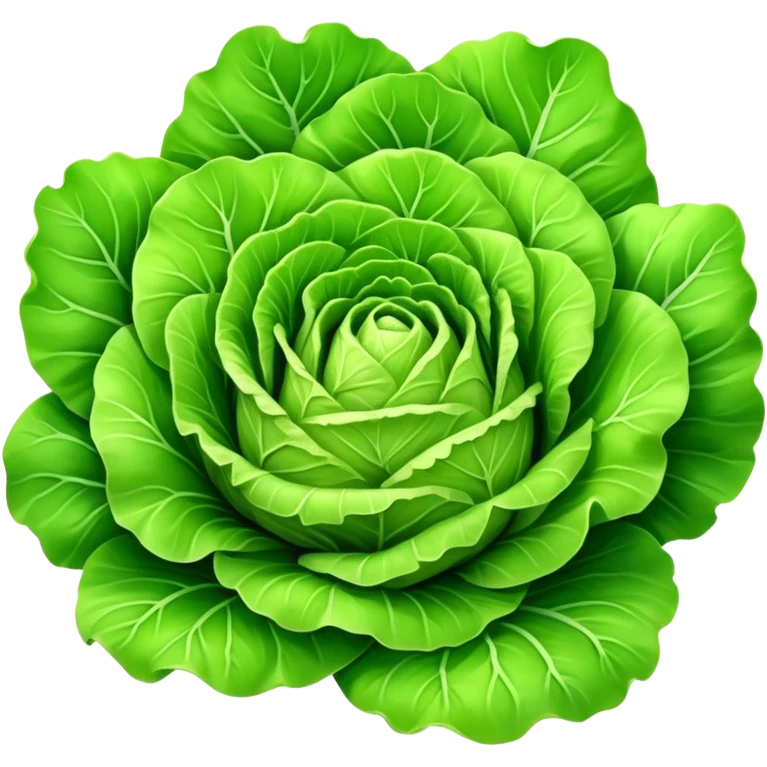 Cinematic crisp green lettuce, fresh and leafy, slightly curled edges, detailed textures, vibrant and refreshing, ultra-realistic and inviting. emoji