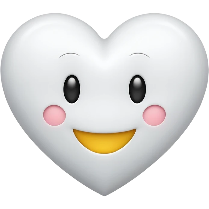 white heart with a smiley face emoji
