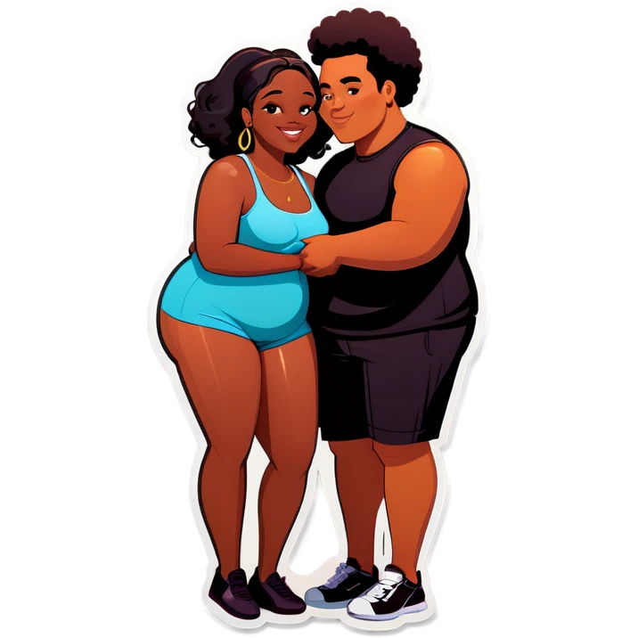 slim short lightman and fat black woman love emoji