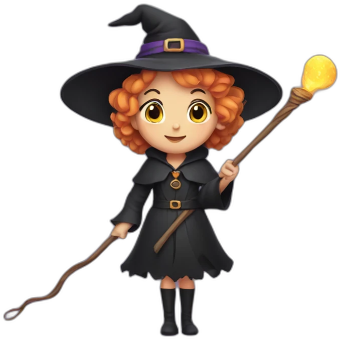 cute witch holding a wand emoji