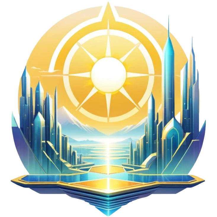 Epic complex detailed iridescent gradients white golden bright light solarpunk sunny futuristic aesthetic-scenery emoji