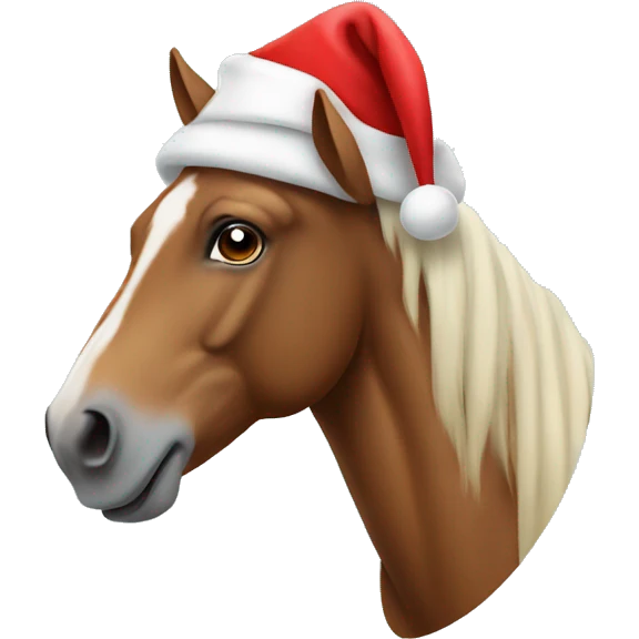 Horse with a Santa hat emoji
