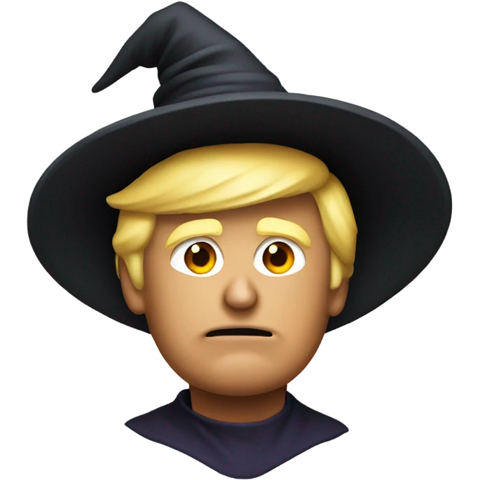 Donald Trump with a witch hat emoji