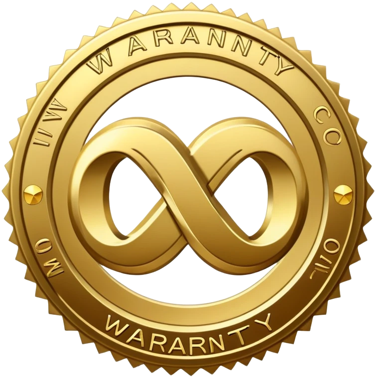 warranty seal with infinity symbol, lifetime guarantee badge emoji