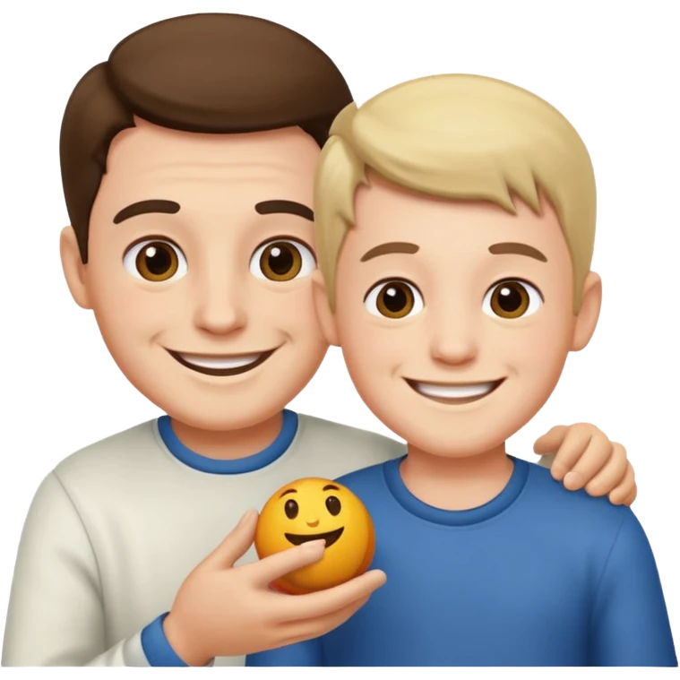 Uncle and nephew playing emoji