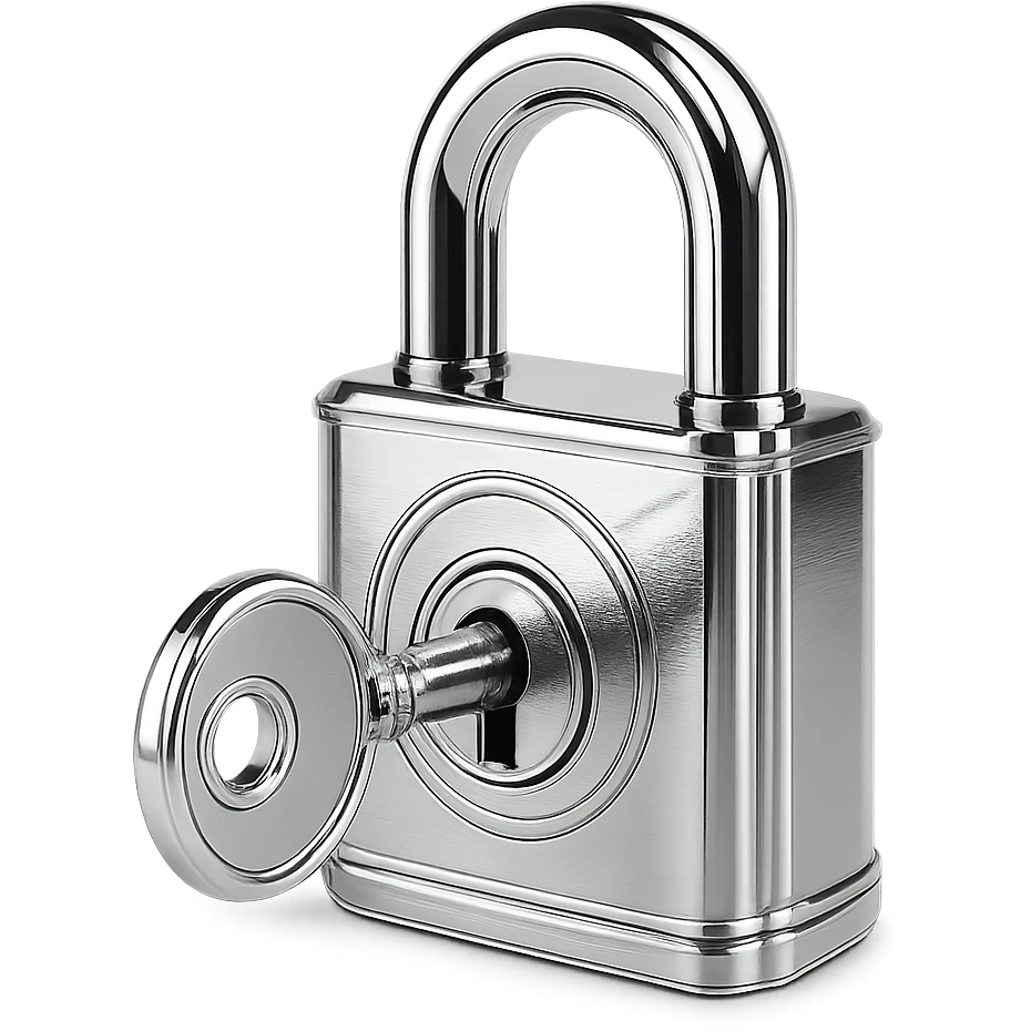 Closed padlock with a key inserted into it emoji