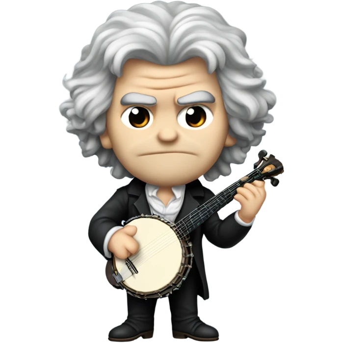 Ludwig Beethoven chibi wig standing old angry 5-string banjo emoji