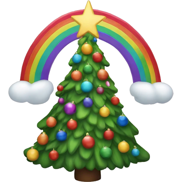 A rainbow Christmas tree emoji