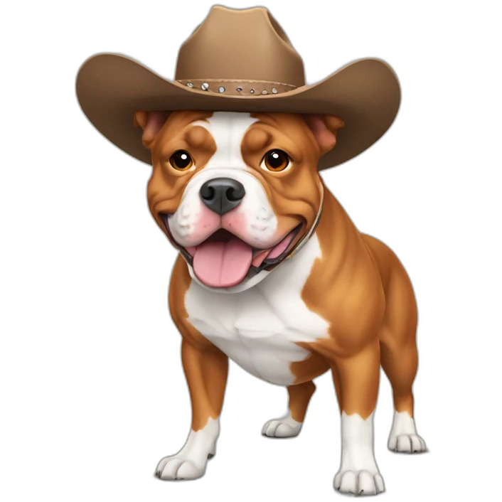 Red American bully wearing cowboy hat  emoji