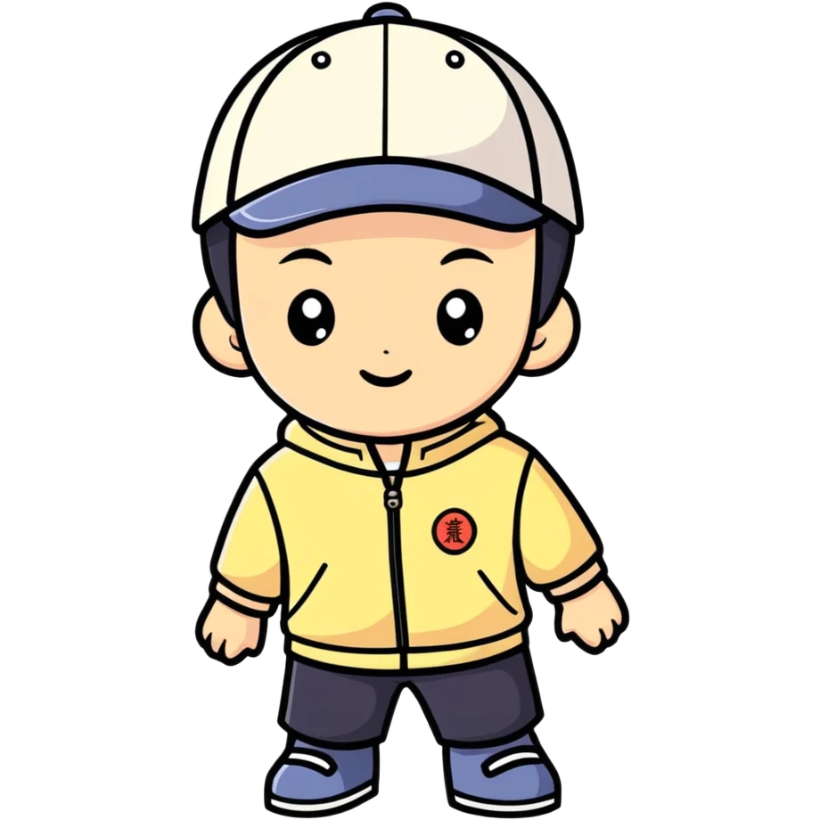 Niño chino con gorra emoji