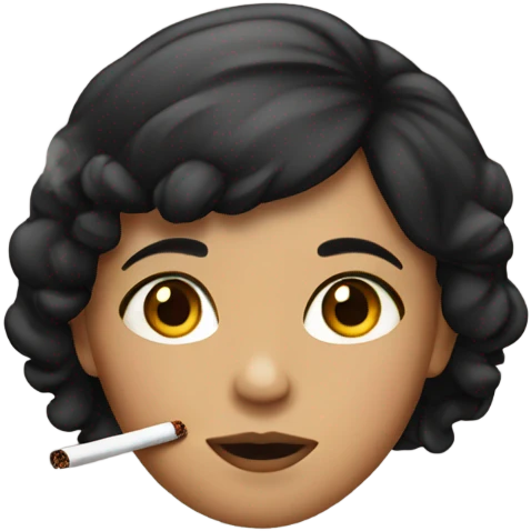 Brown cute girl with black hair smoking  emoji