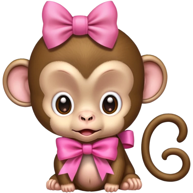 a baby monkey with a pink bow emoji