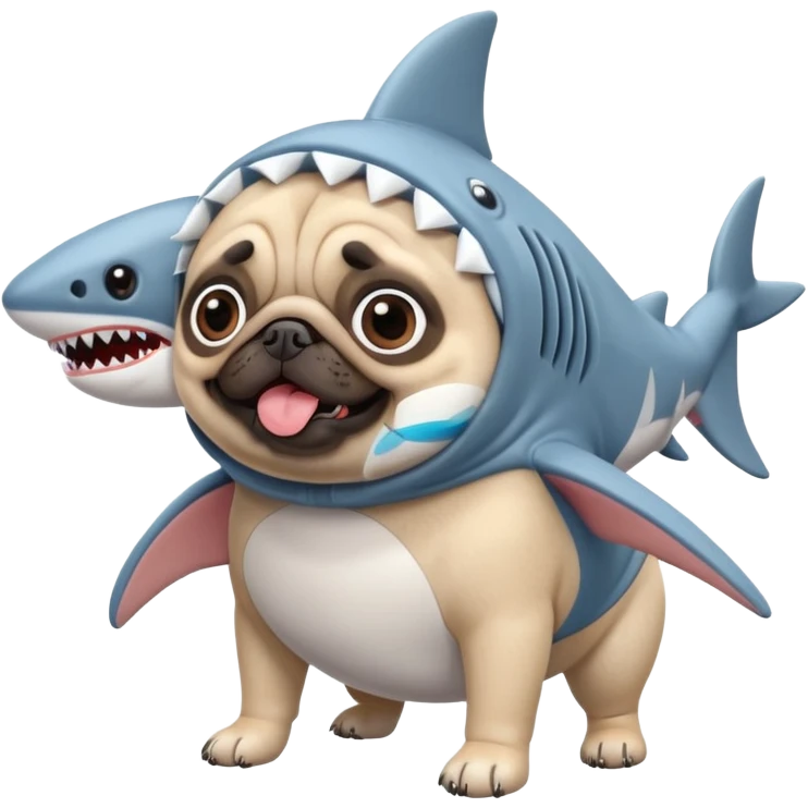 Pug wearing a shark costume  emoji