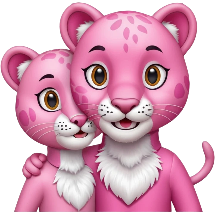 Pantera rosa con un buen amigo emoji