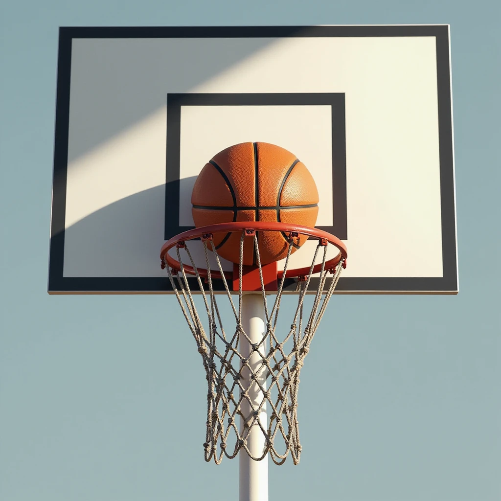 a netball and hoop, realistic illustration emoji