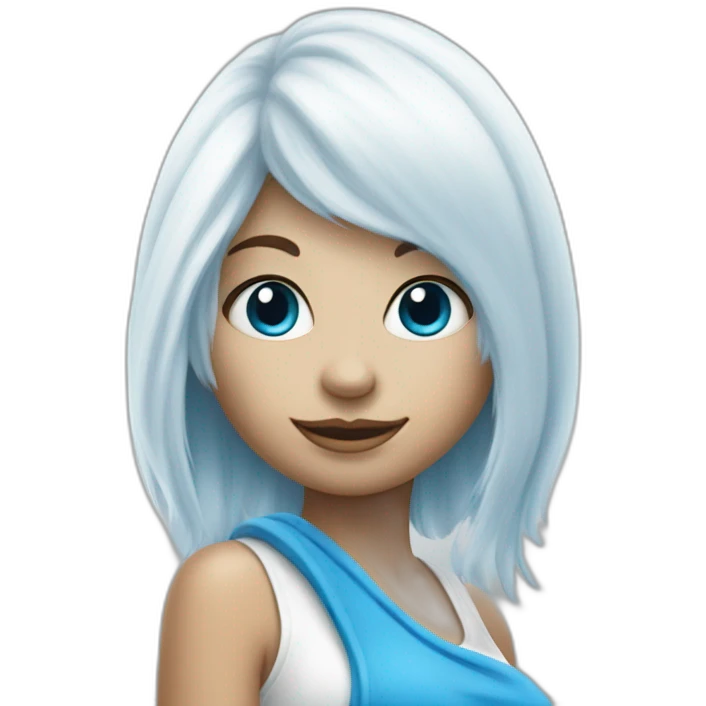smurf girl with smurf skin and white hair emoji