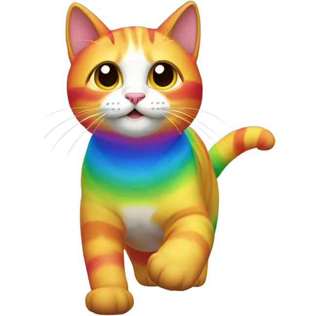 cat walking on a rainbow emoji