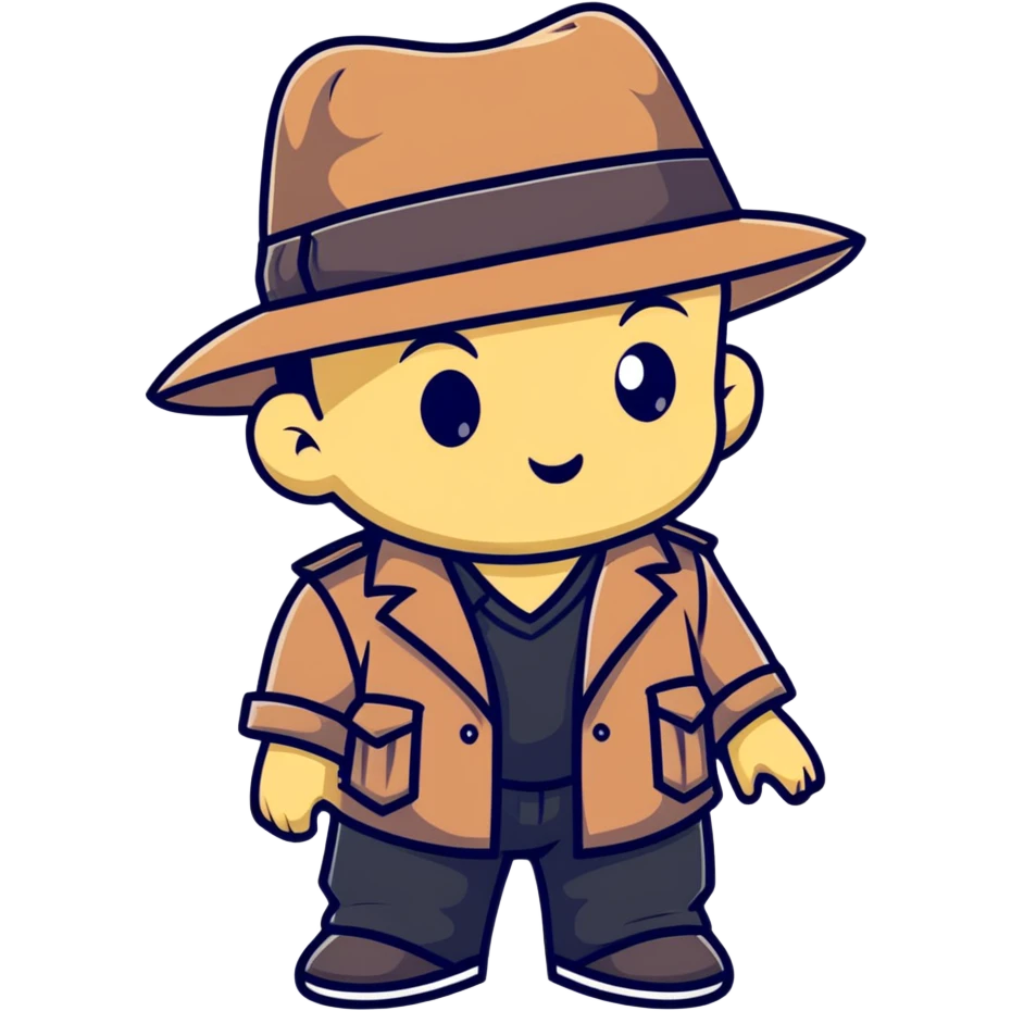 cute baby mafia character with oversized fedora hat emoji