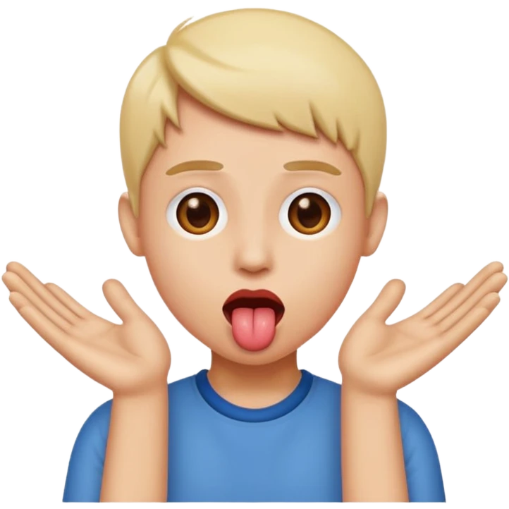 tongue out with hands going to sides emoji