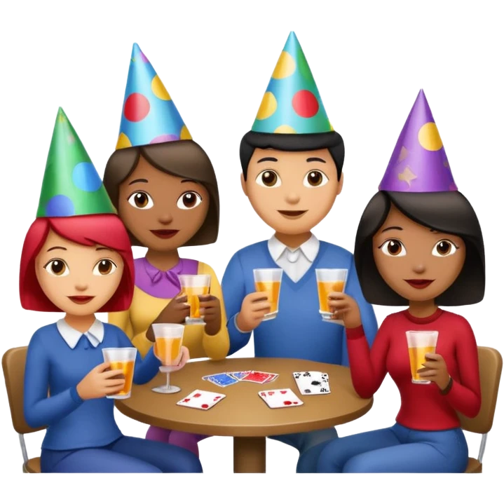 a group of people drinking shots and playing a card game emoji