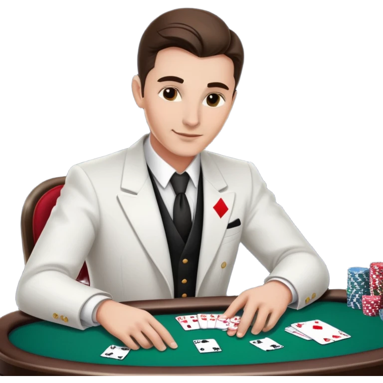 Casino croupier in formal uniform dealing cards at a poker table emoji