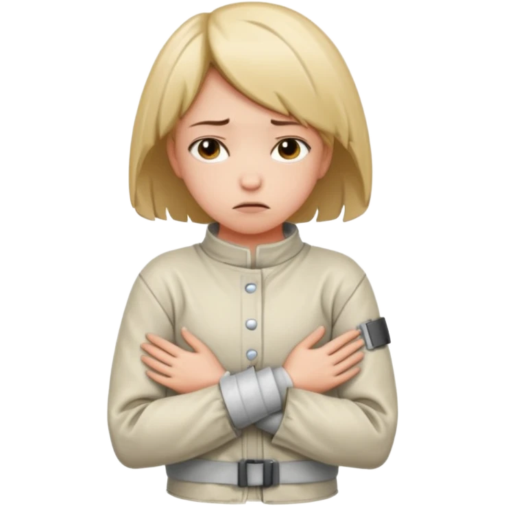 Девушка в Смирительной рубашке, руки за спиной у нее  emoji