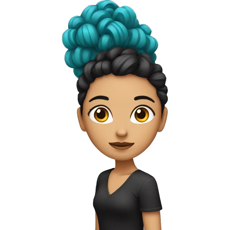 Chica con cabello negro y las puntas turquesa  emoji