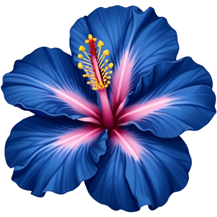 very Dark blue flower hibiscus only colour blue no pink or yellow use white for the middle of flower emoji