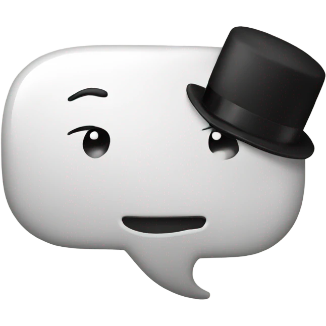 white speech bubble with a black tie on emoji