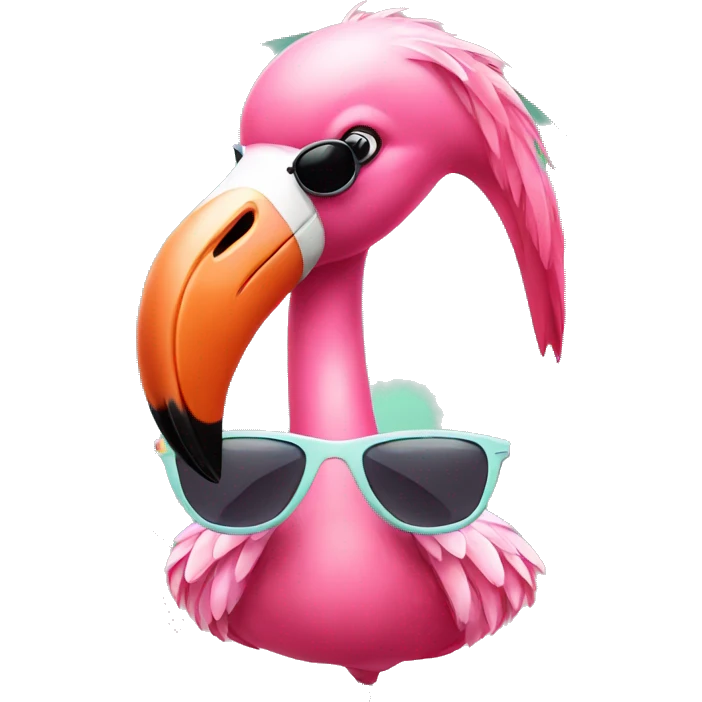 pink flamingo with sunglasses emoji