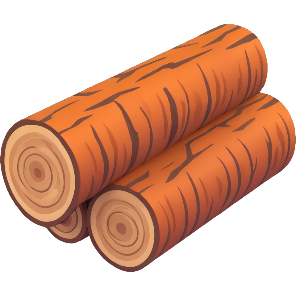 three wood logs emoji