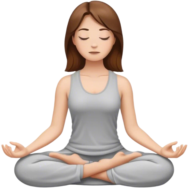 meditate white woman brown hair emoji