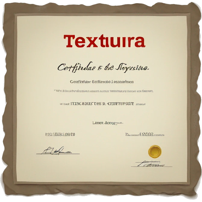 paper certificate with the inscription Textura emoji
