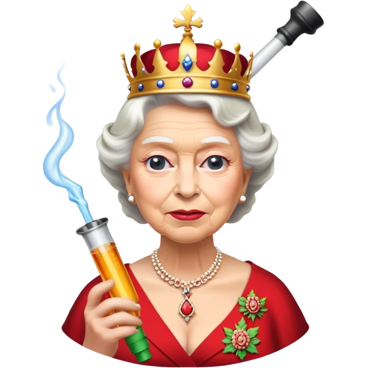 Queen of England hitting a bong  emoji