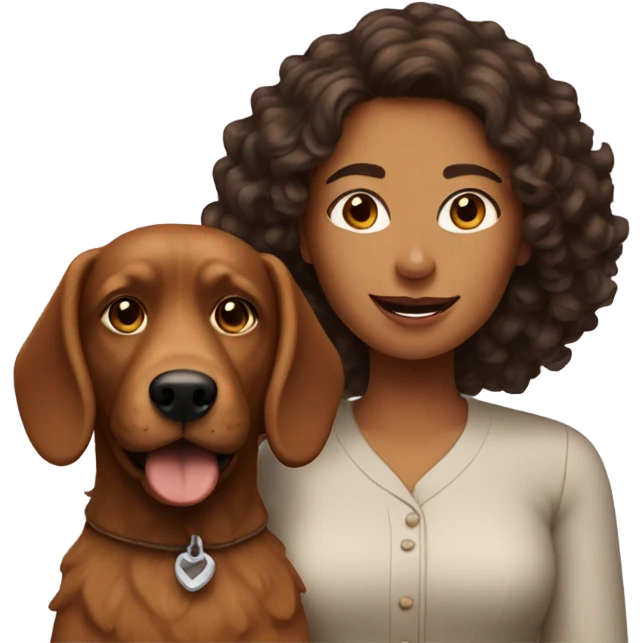 woman with a brown doodle dog emoji