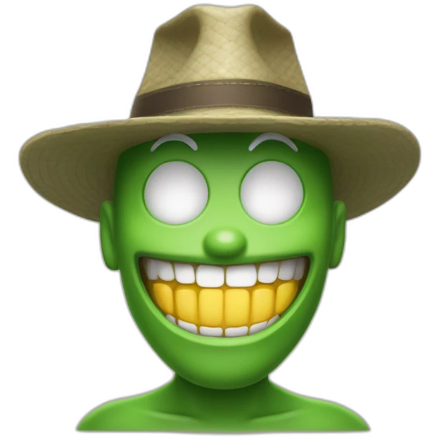 Um monstrinho verde com dentes afiados e chapeu de cozinheiro emoji