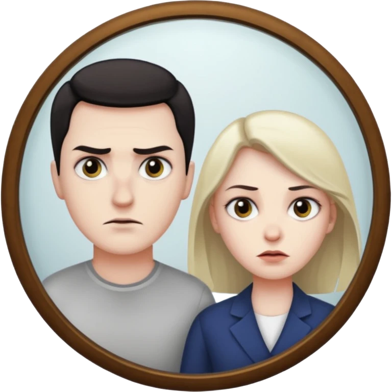 Man killer in mirror behind woman emoji