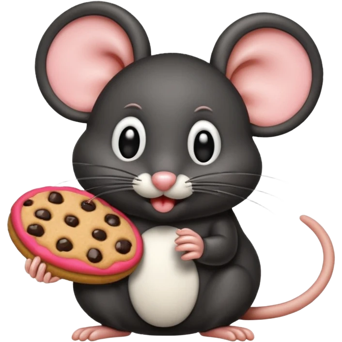 black mouse eating cookie emoji