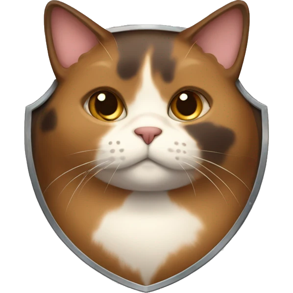Fat brown calico cat with a shield  emoji