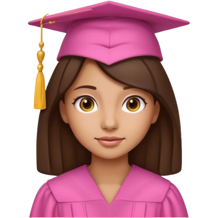 BRunette girl emoji with pink graduation cap emoji