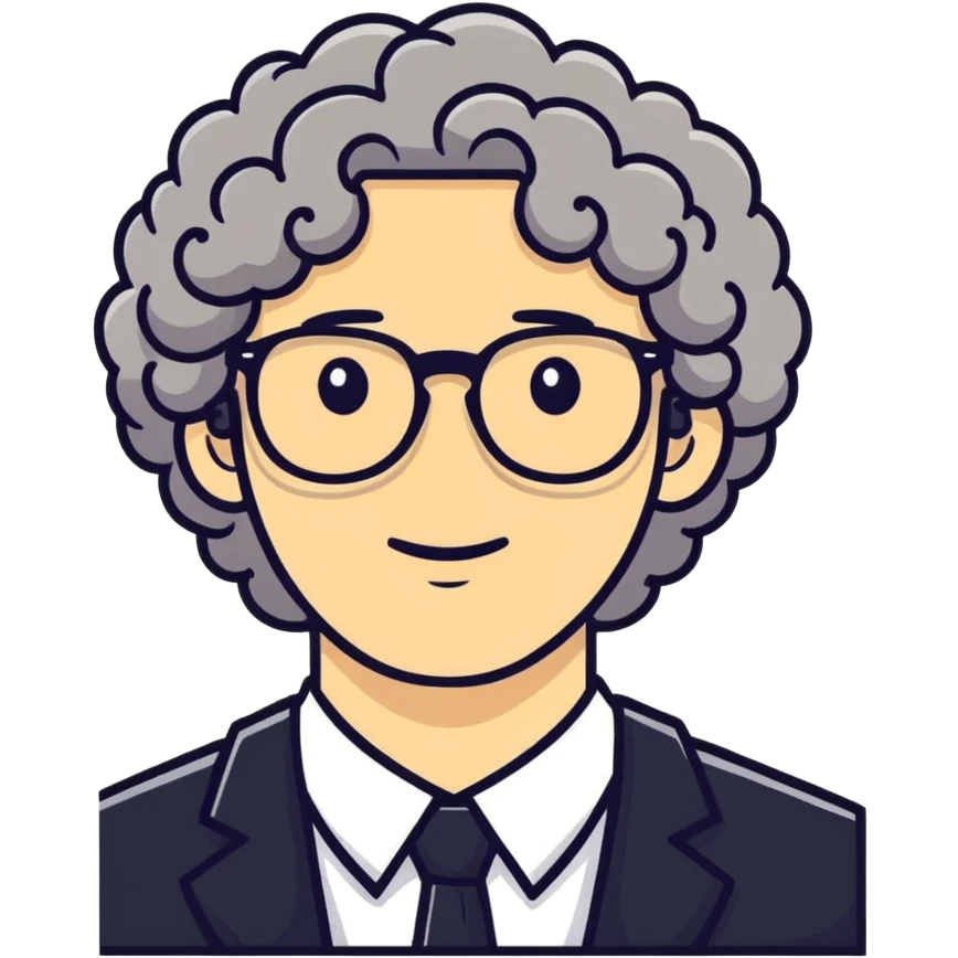 White guy with glasses and curly hair emoji