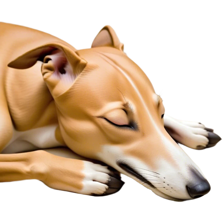 Meme-Worthy Cute Sleeping Fawn Greyhound Portrait Emoji, Head resting peacefully with a contented smile, showcasing a slender build and a luxuriously smooth fawn Fur, eyes shut in a serene nap, Simplified yet hilariously adorable features, highly detailed, glowing with a soft, drowsy light, high shine, relaxed and utterly lovable, stylized with an air of playful laziness, bright and heartwarming, soft glowing outline, capturing the essence of a comically sleepy racer, so meme-worthy it feels like it could instantly become the next viral sensation of adorable slumber! emoji