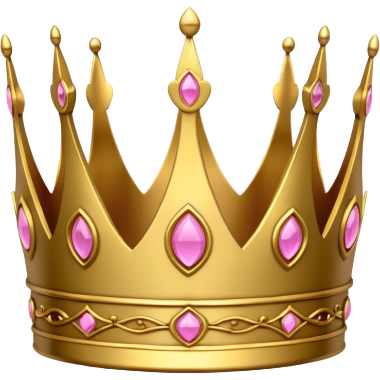 A luxurious golden crown with pink accents and elegant details, featuring a prominent empty space or cutout in the center cause I will write there emoji