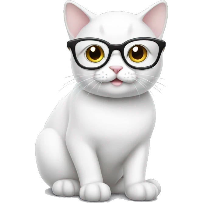 White cat with glasses emoji
