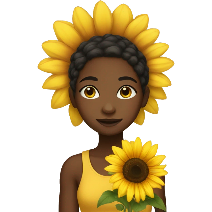 Black girl with sunflower emoji