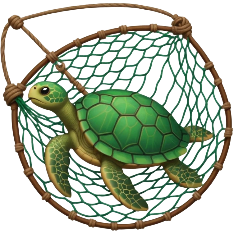 turtle stuck with fishing net emoji